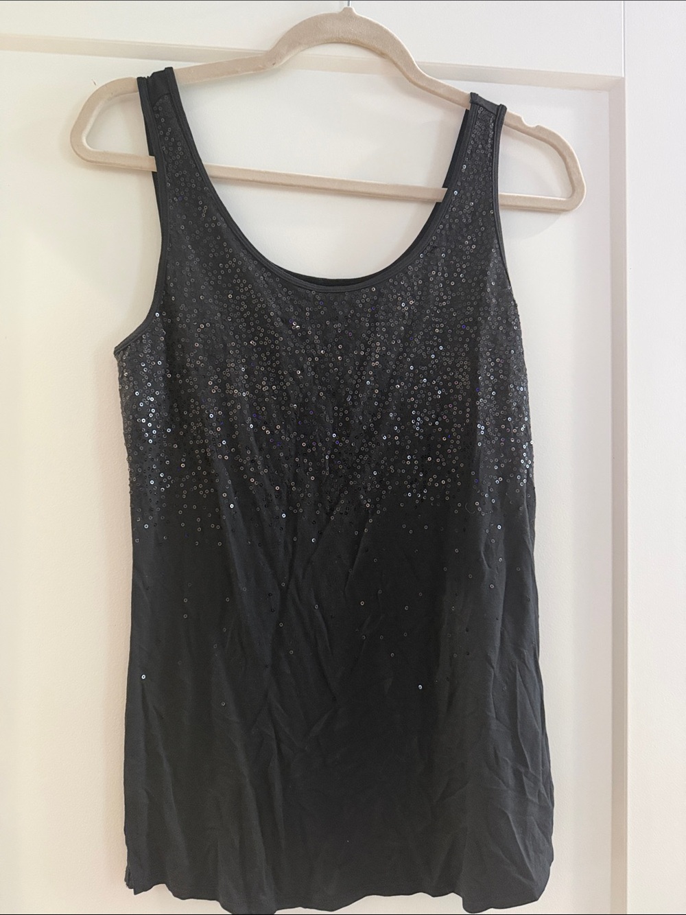Black Sequin Scoop Neck Camisole